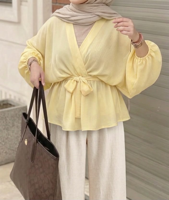 Baby Yellow Tie-Waist Blouse