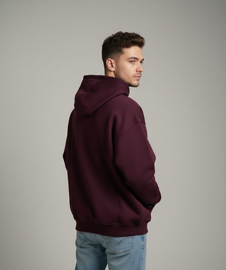 Burgendy Basic Oversized Hoodie