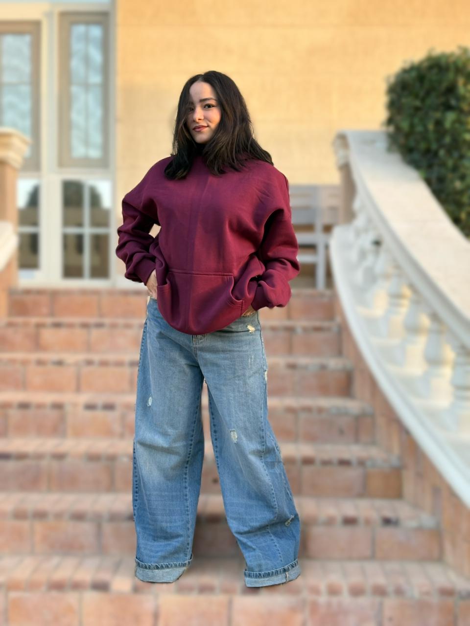 Burgundy Basic Oversized Hoodie